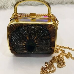 Elegant Gold and Brown Handbag